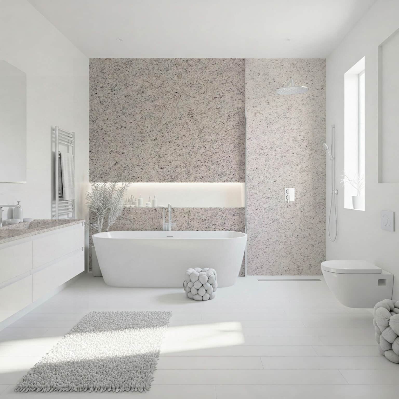 baño granito blanco dallas